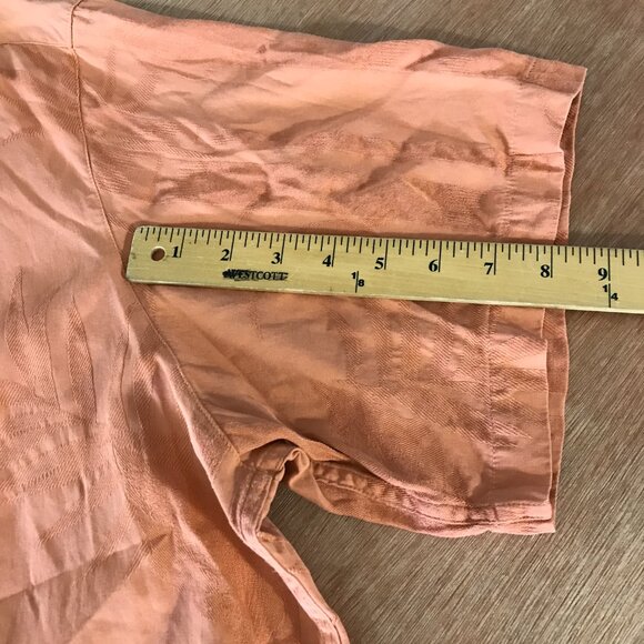 Caribbean Pineapple Shirt Men XXL Salmon Pink Floral Button Up Silk Cotton 17178 - Picture 9 of 12